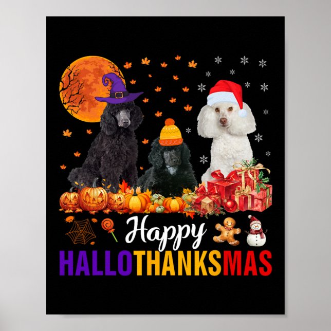 Póster Cachorro de perro canino Hallothanksmas Halloween  (Frente)