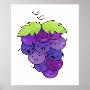 Póster Cachorro De Uvas Cute Kawaii