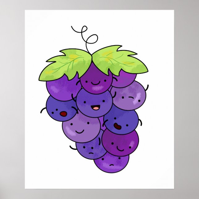Póster Cachorro De Uvas Cute Kawaii (Frente)