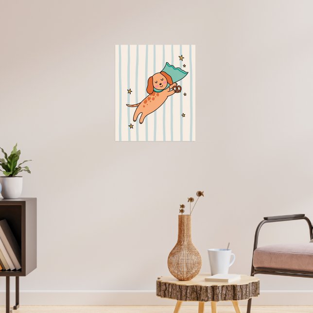 Póster Cachorro Dormido Adorable con Pretzel para Pared d (Salón 3)