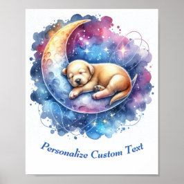 Póster Cachorro Durmiendo en la Luna Personalizado Adorab