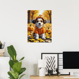 Póster Cachorro en la calabaza Halloween Perros amantes