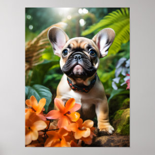 Póster 😍Cachorro francés dulce en una selva