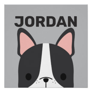 Póster Cachorro francés lindo con cartel de nombre person