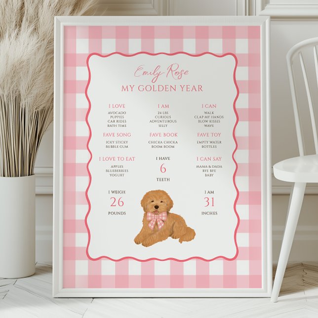 Póster Cachorro Golden Doodle cumpleaños 1er hito  (Subido por el creador)