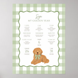 Póster Cachorro Goldendoodle cumpleaños 1er hito 