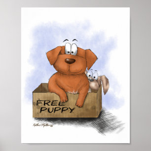 Póster Cachorro Gratis Más 1 Dibujo Animado