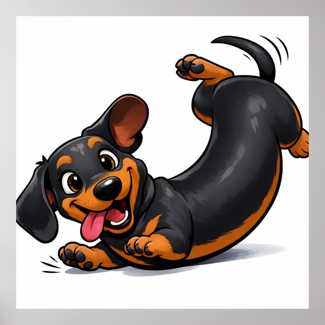 Póster Cachorro juguetón de raza Dachshund  (Frente)