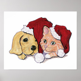 Póster Cachorro labrador de Navidad lindo y atigrado nara