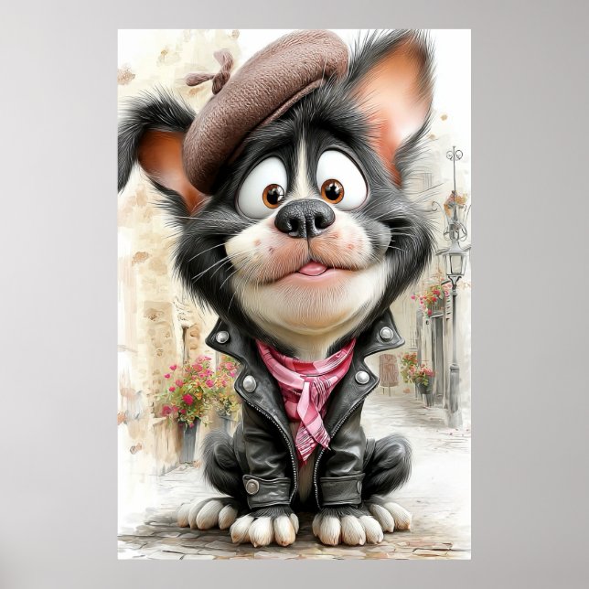 Póster Cachorro Rebelde Adorable (Frente)