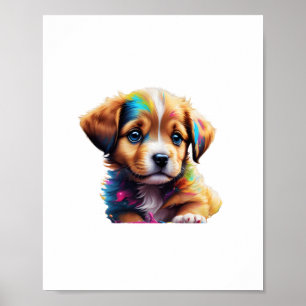 Póster Cachorro suave hecho de coloridos líquidos