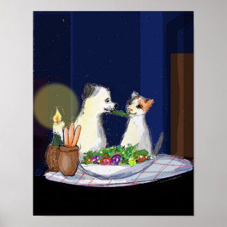 Póster Cachorro y flores