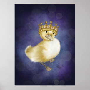 Póster Cachorronería real: Duckling amarillo con corona d