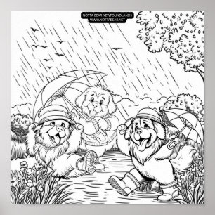 Póster Cachorros Bailando en la Lluvia