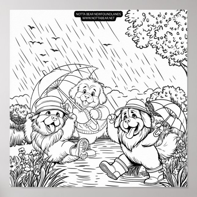 Póster Cachorros Bailando en la Lluvia (Frente)