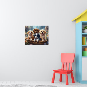 Póster Cachorros cortos en una canasta