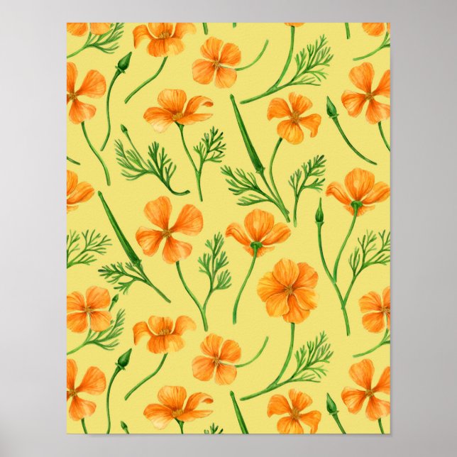 Póster Cachorros de California, flores de verano, volunta (Frente)