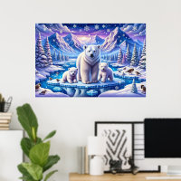 Cachorros de oso polar sobre hielo en un paisaje n