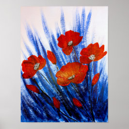 Póster Cachorros rojos en la hierba azul