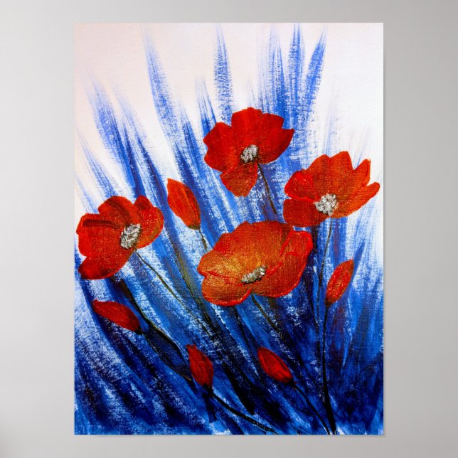 Póster Cachorros rojos en la hierba azul (Frente)