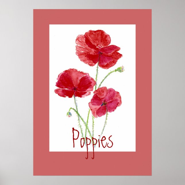 Póster Cachorros rojos y rosados, Jardín, Flores, Floral (Frente)