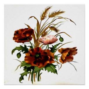 Póster Cachorros Y Trigo Arte Botánico