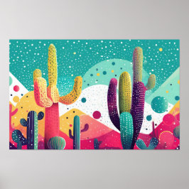 Póster Cacti en colores vivos