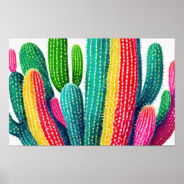Póster Cacti en colores vivos