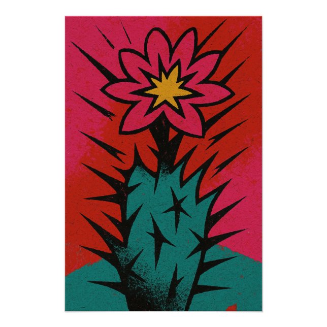 Póster Cactus avec fleur éclatante (Anverso)