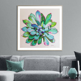 Póster Cactus Azul y Rosa |