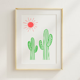 Póster Cactus bajo el sol de la sala de guardería