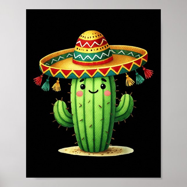 Póster Cactus Cactus Cinco De Mayo Niños Pequeños Mexican (Frente)