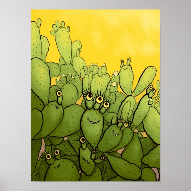Póster Cactus Cactus Green Yellow Succulent (Frente)