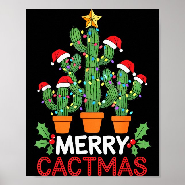 Póster Cactus Christmas Tree Funny Merry Cactmas Cactus M (Frente)