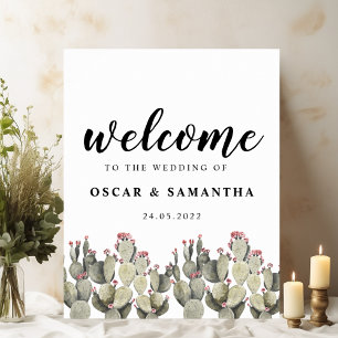 Póster Cactus de acuarela verde moderno