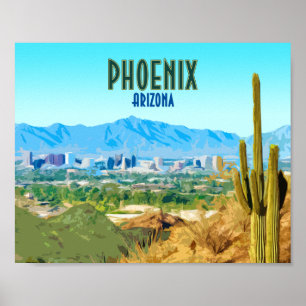 Póster Cactus de la ciudad de Phoenix Arizona