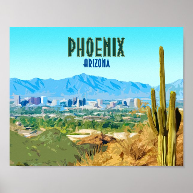 Póster Cactus de la ciudad de Phoenix Arizona (Frente)