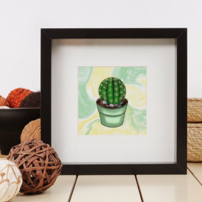 Póster Cactus de mano dibujado Suculento con verde y amar (Subido por el creador)