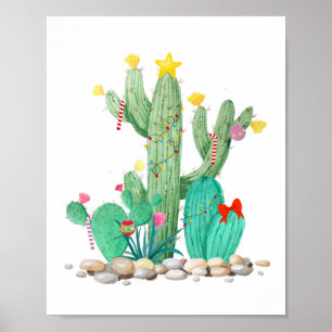 Póster Cactus de Navidad Fiesta Suroeste Occidental