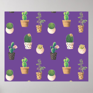 Póster Cactus de postre verde en macetas