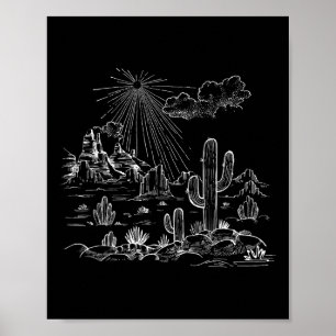 Póster Cactus del Desierto Occidental Senderismo Escalada