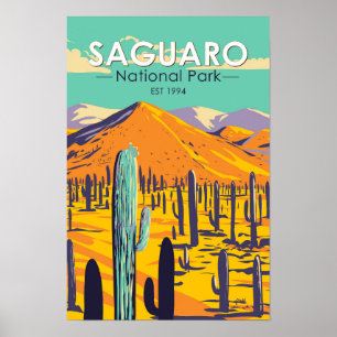 Póster Cactus del Parque Nacional Saguaro en primavera vi
