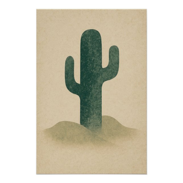 Póster Cactus en pierre sur fond beige (Anverso)