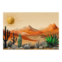 Cactus en Poster de Ilustracion del desierto