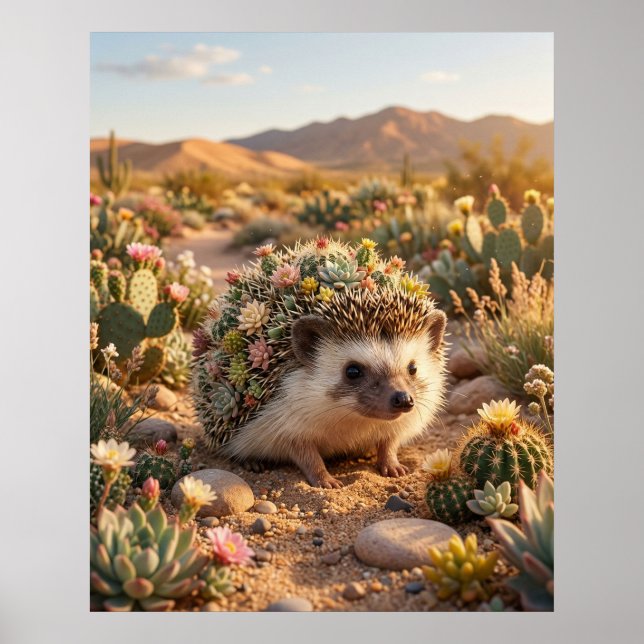 Póster Cactus Erizo Flor del Desierto (Frente)