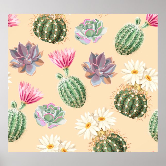 Póster Cactus exitoso: patrón de alto detalle (Frente)