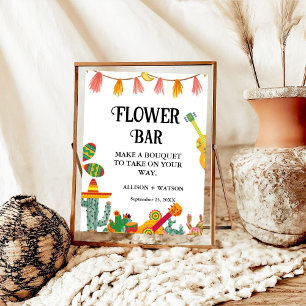 Póster Cactus Flower Bar Bridal Shower Table Rótulo