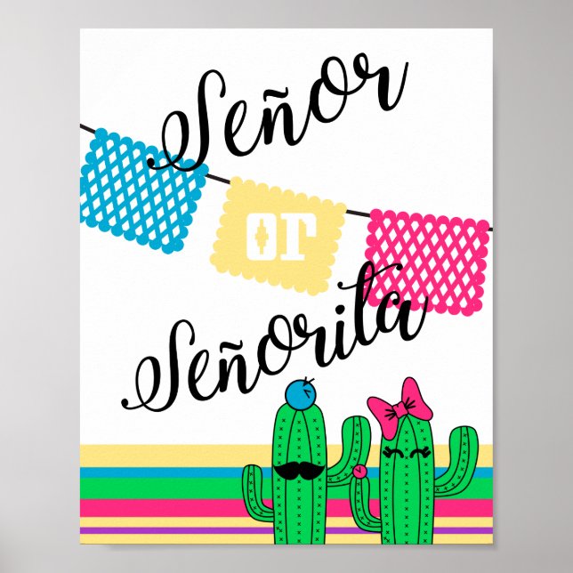Póster Cactus Género revelar Poster Senor o Senorita lind (Frente)