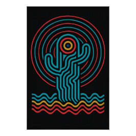 Póster Cactus géométrique en couleurs vives