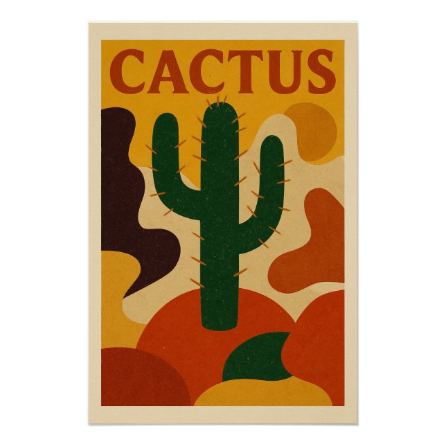 Póster CACTUS – L’élégance minérale du désert stylisé (Anverso)